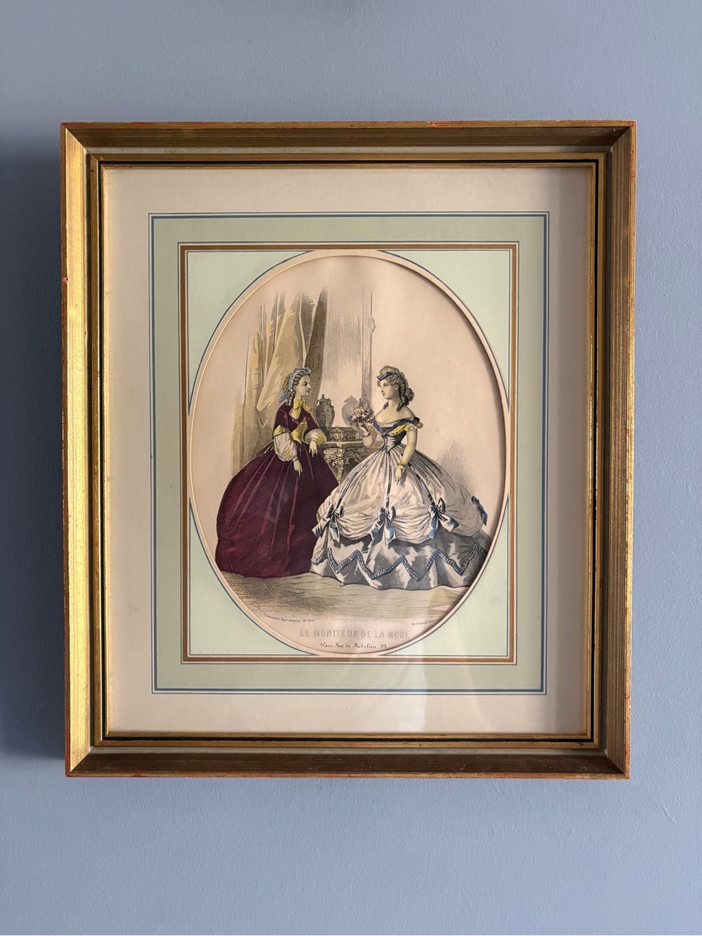 Vintage LE MONITEUR DE LA MODE Lithograph Signed by Jules David